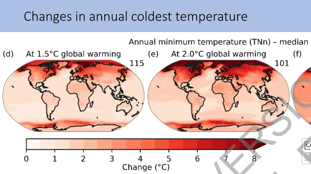 changes in annual coldest temperature