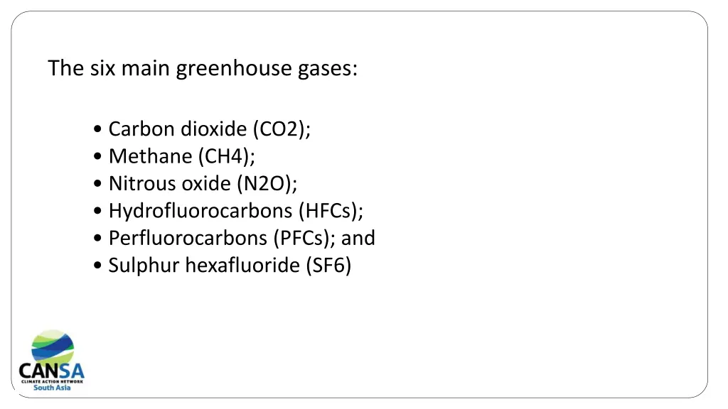 the six main greenhouse gases