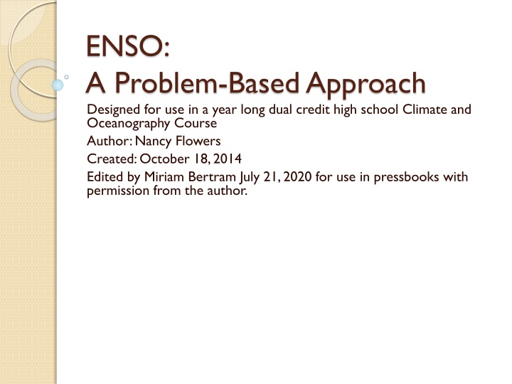 enso a problem based approach designed