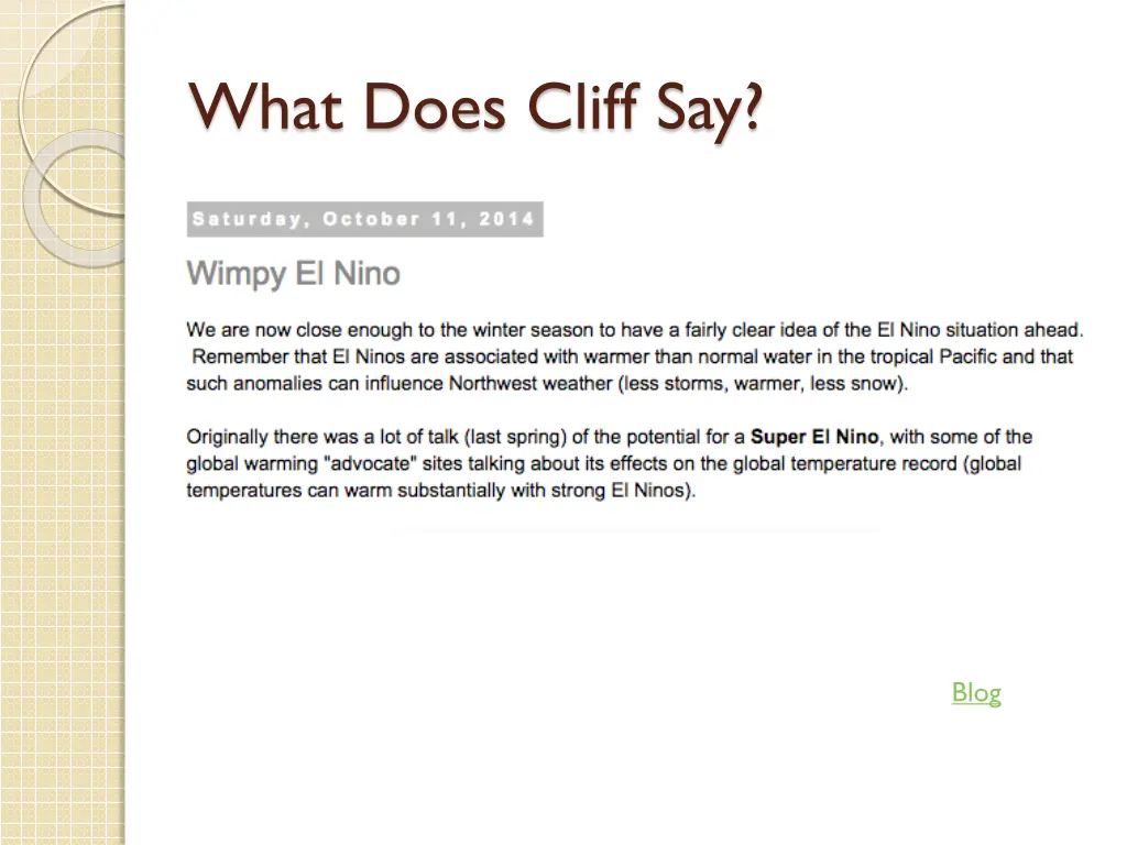 what does cliff say