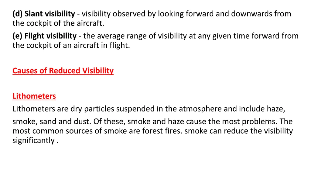 d slant visibility visibility observed by looking