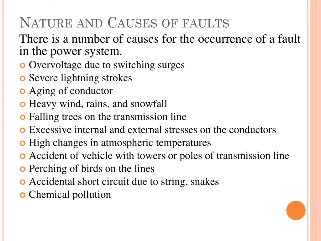 n ature and c auses of faults there is a number