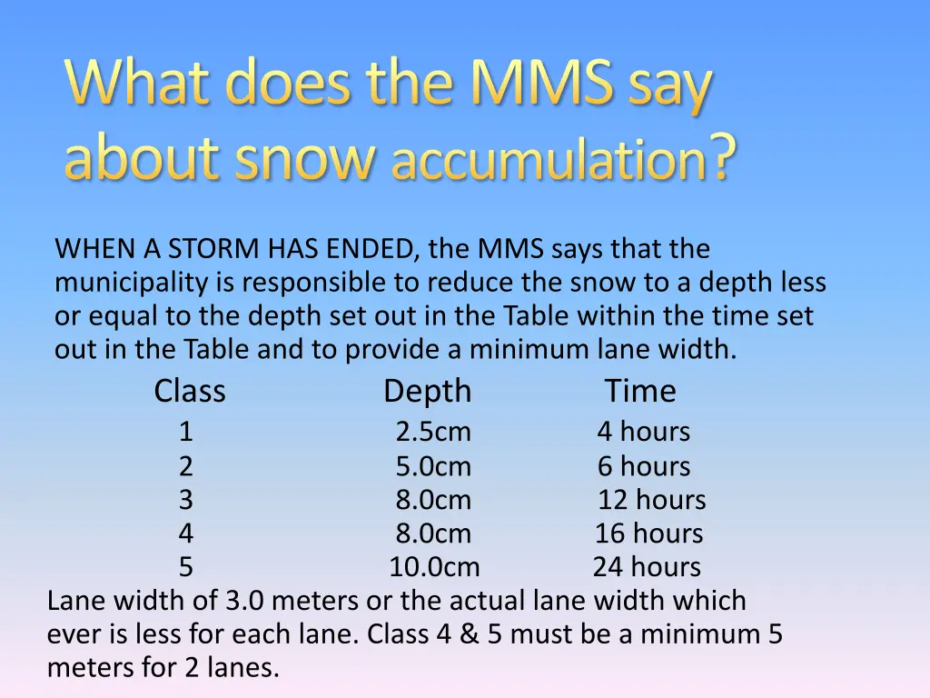 what does the mms say about snow accumulation 1