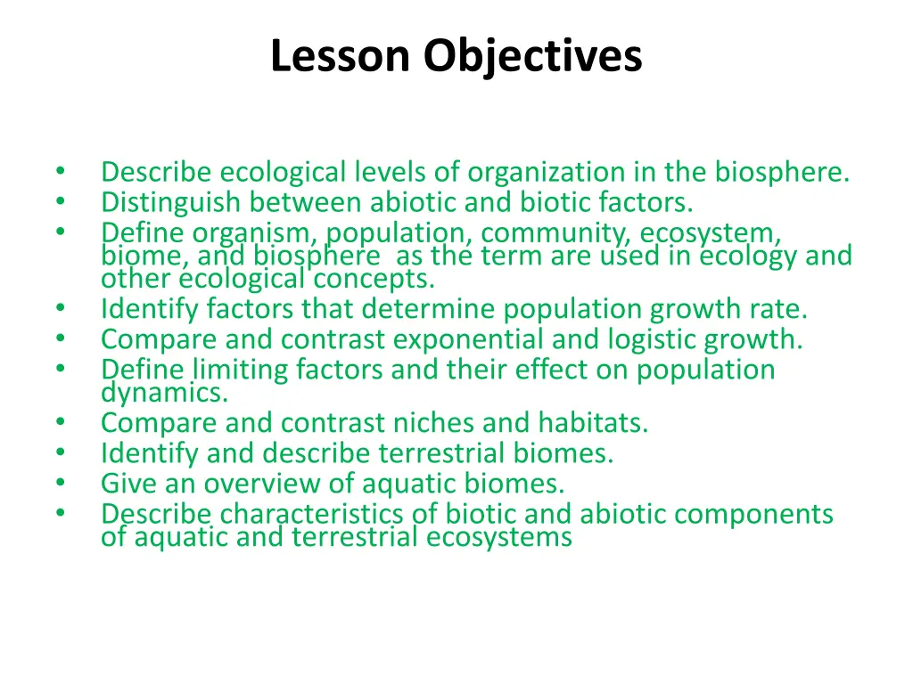 lesson objectives