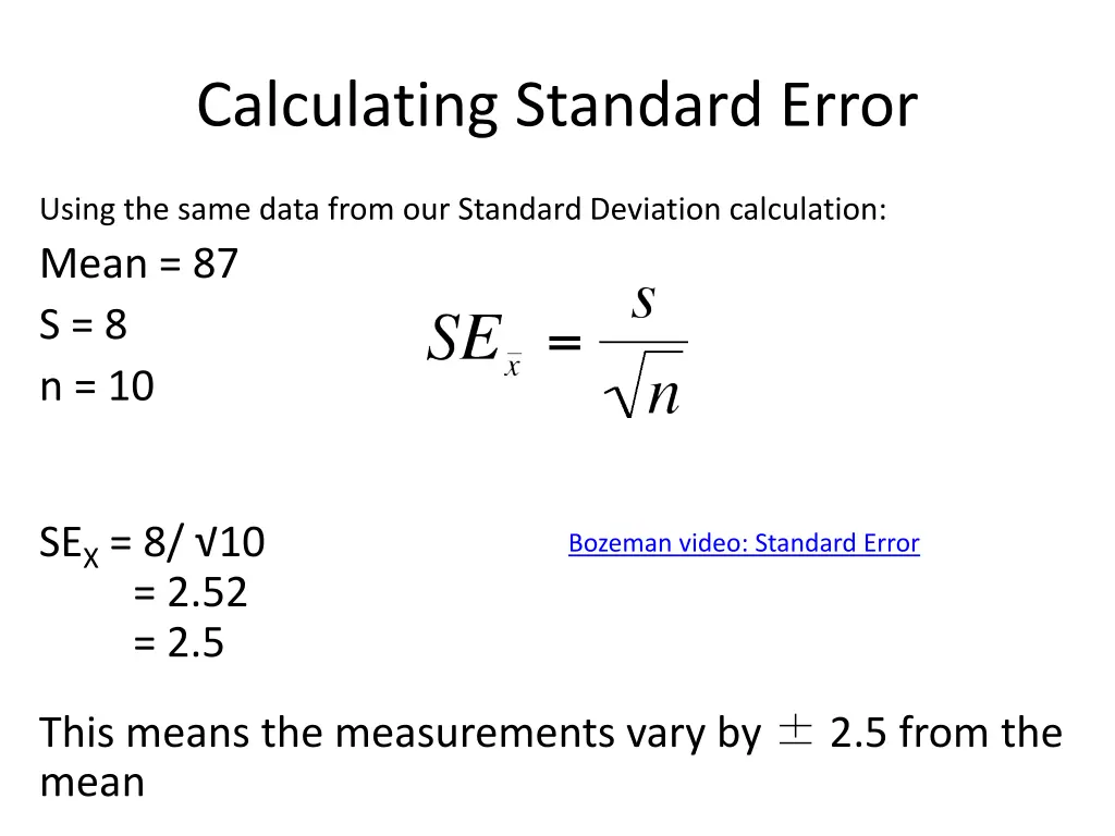 calculating standard error 1