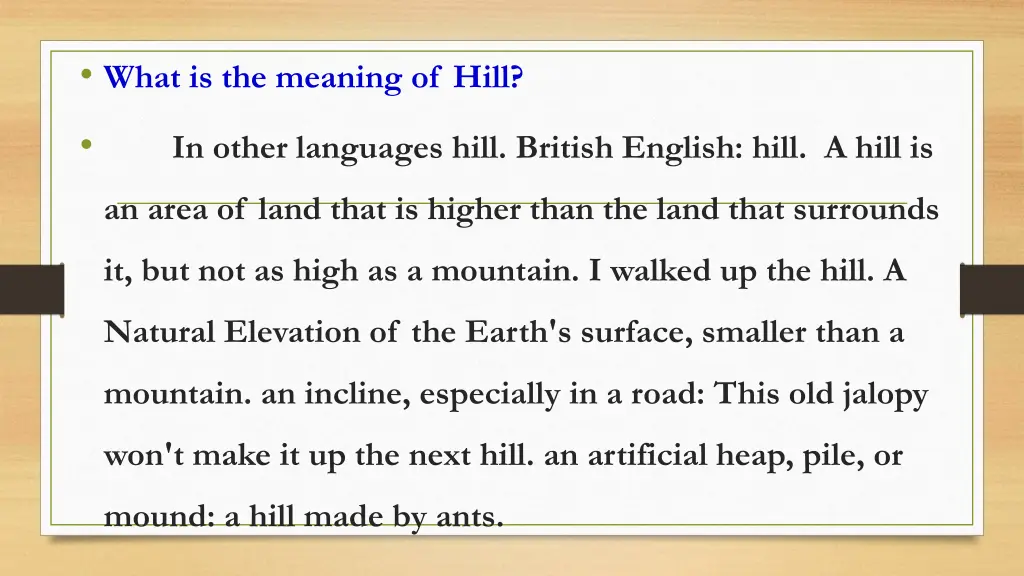 what is the meaning of hill