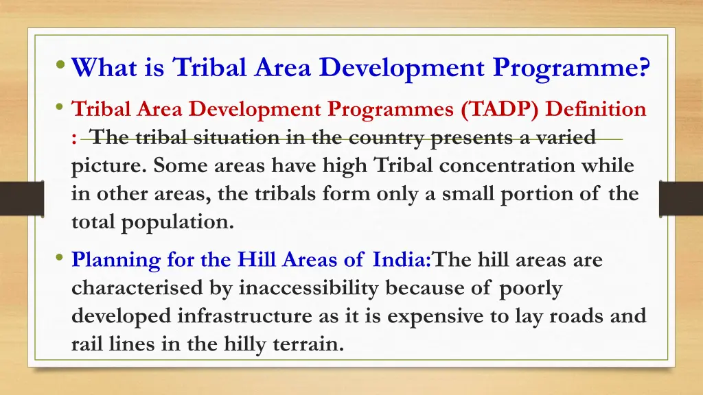 what is tribal area development programme tribal