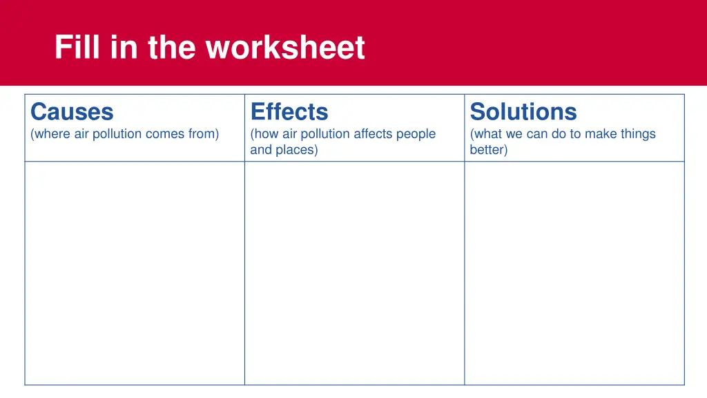 fill in the worksheet