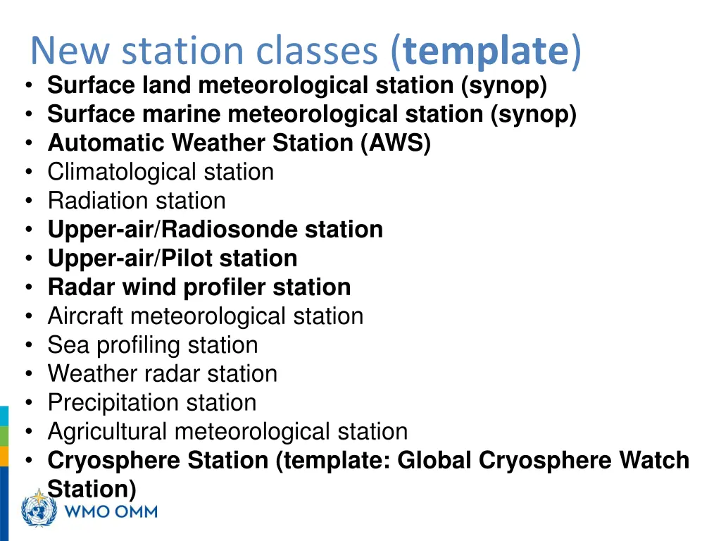 new station classes template surface land