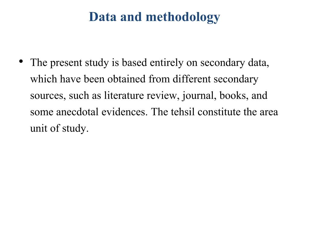 data and methodology