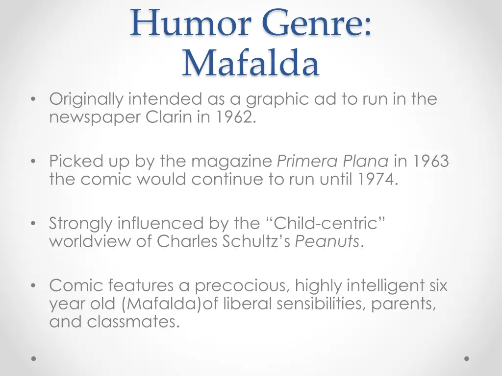 humor genre mafalda originally intended