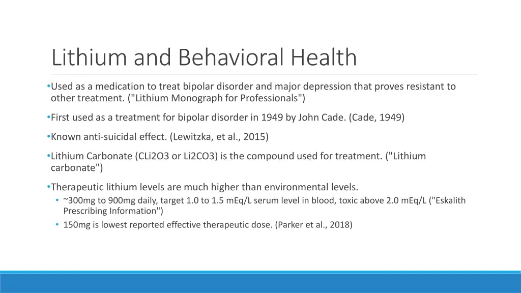 lithium and behavioral health