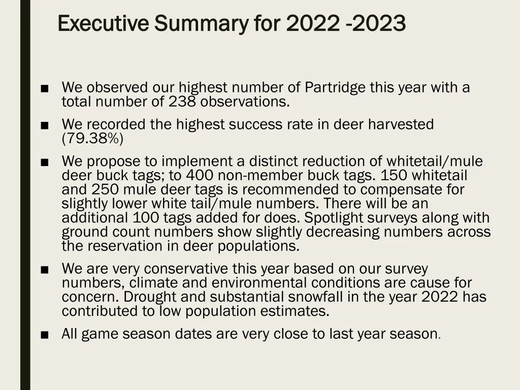 executive summary for 2022 executive summary