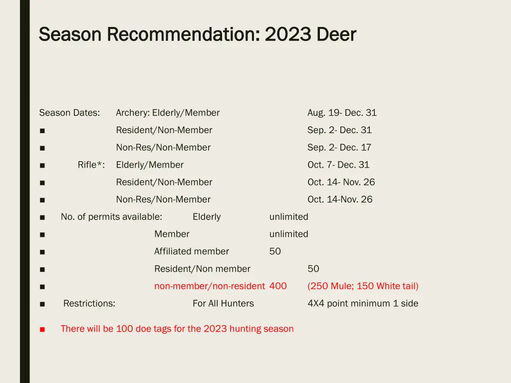 season recommendation 2023 deer season