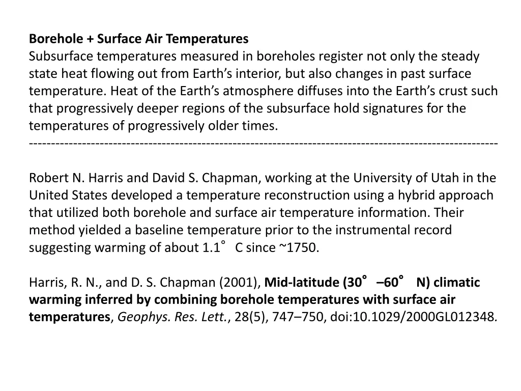 borehole surface air temperatures subsurface