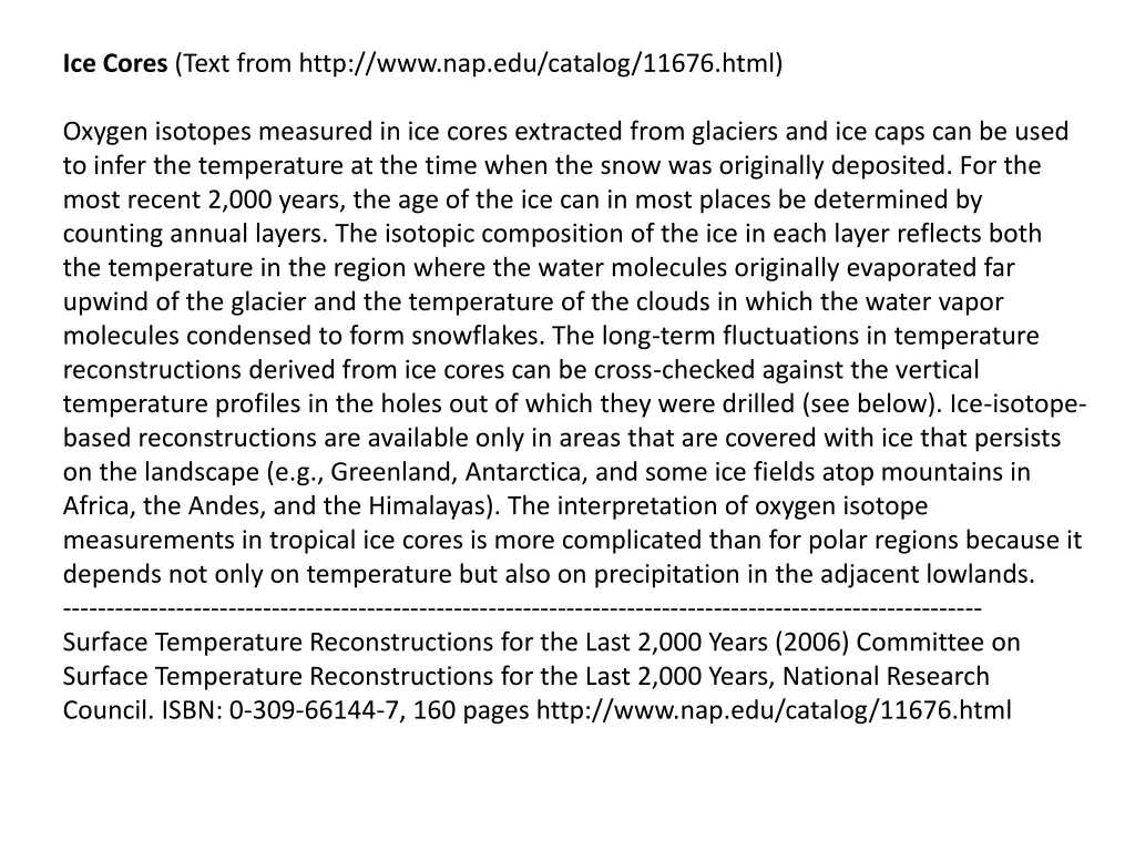 ice cores text from http www nap edu catalog