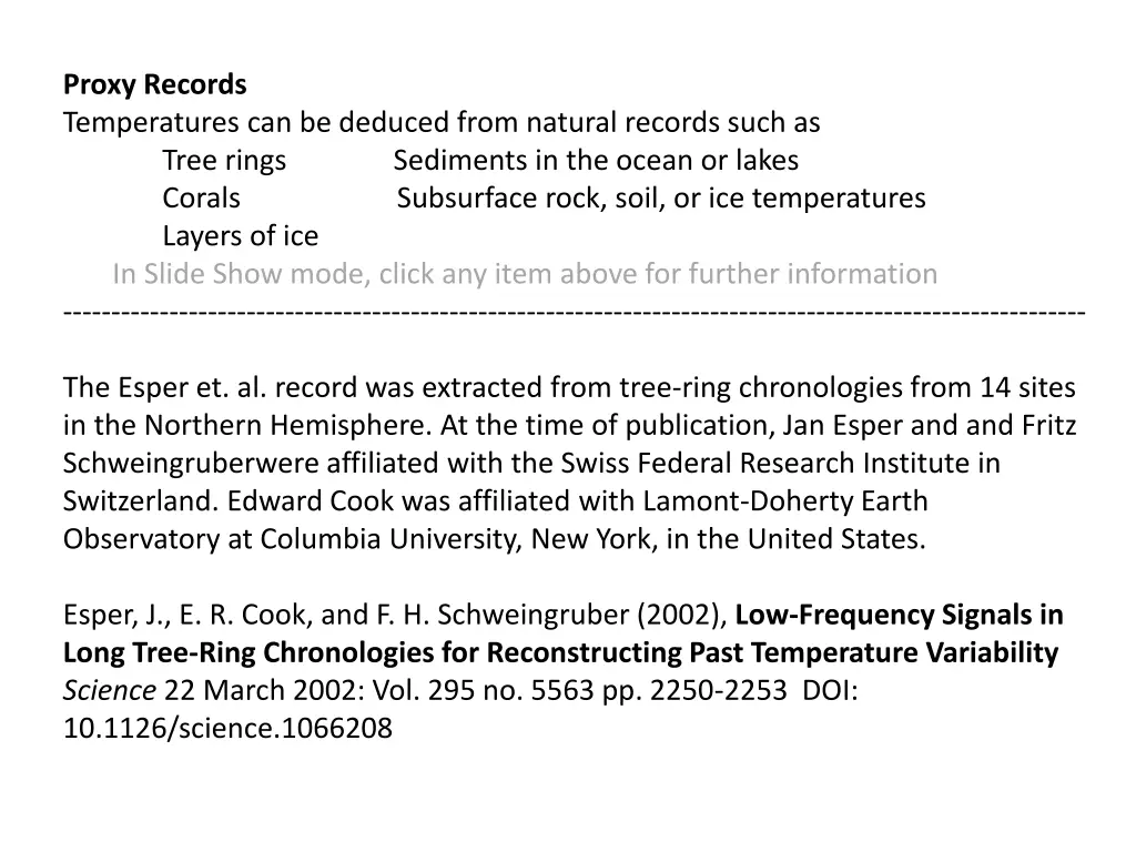 proxy records temperatures can be deduced from