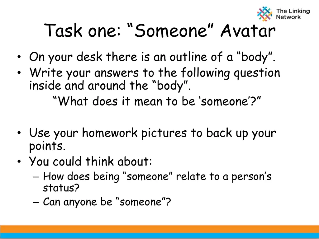 task one someone avatar on your desk there