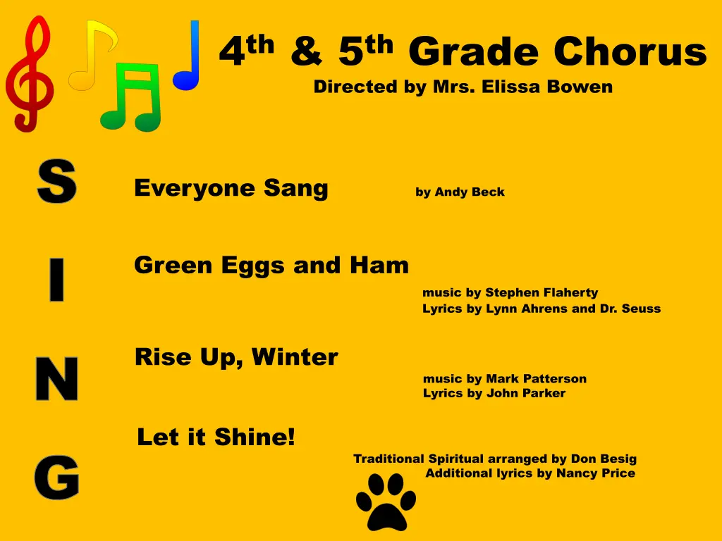 4 th 5 th grade chorus directed by mrs elissa