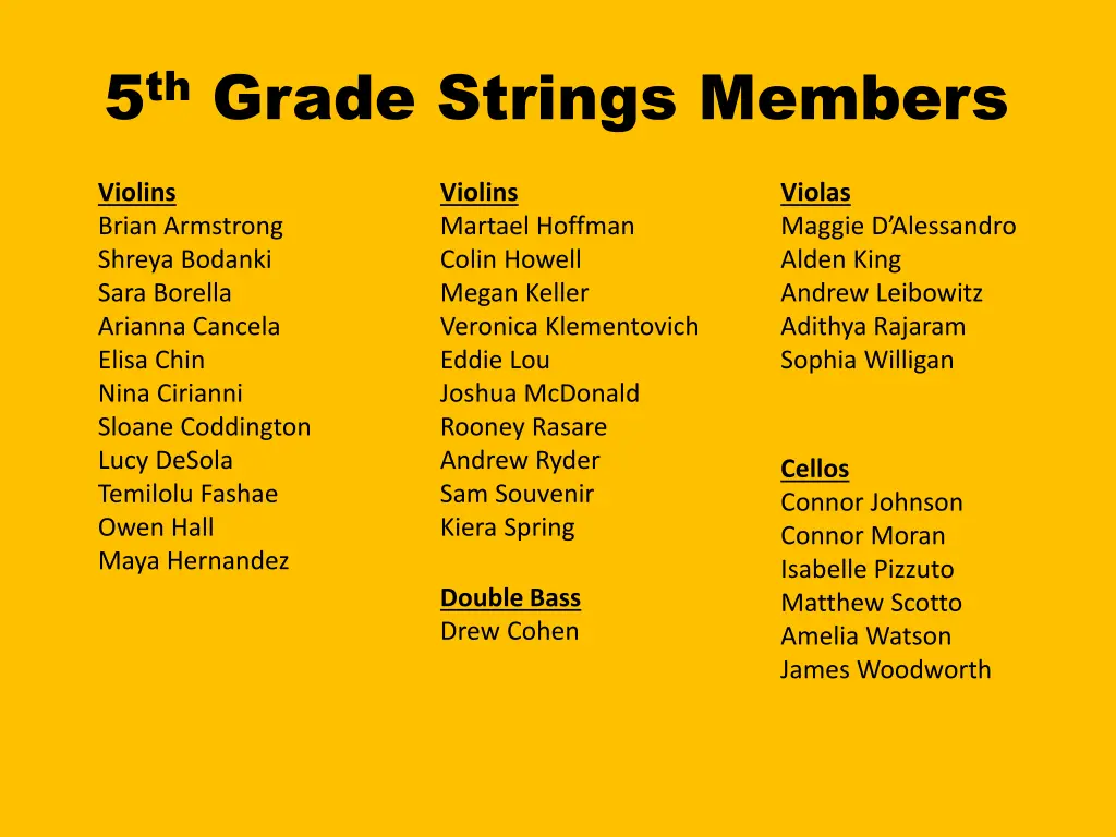 5 th grade strings members