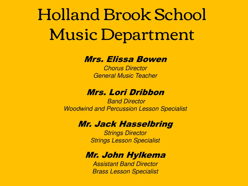 holland brook school music department