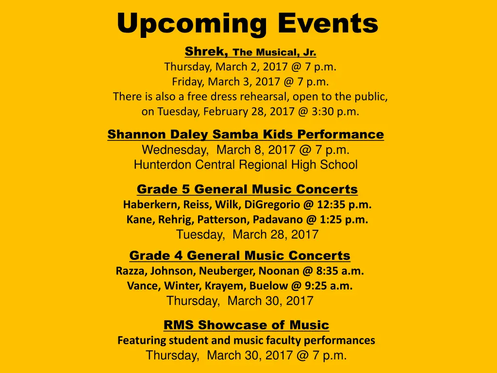 upcoming events shrek the musical jr thursday