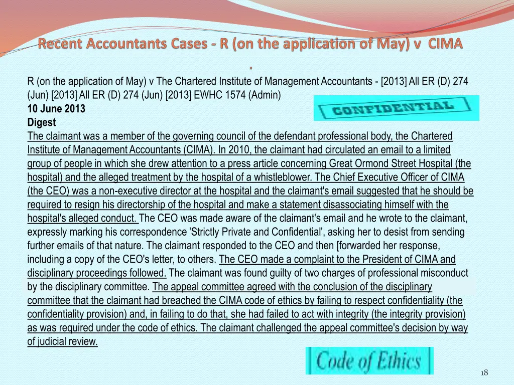 r on the application of may v the chartered