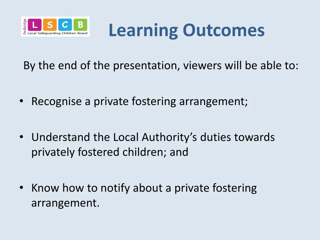 learning outcomes