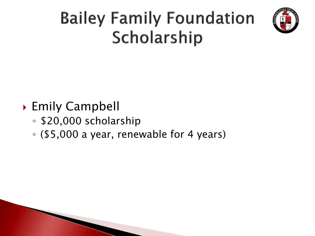 emily campbell 20 000 scholarship 5 000 a year