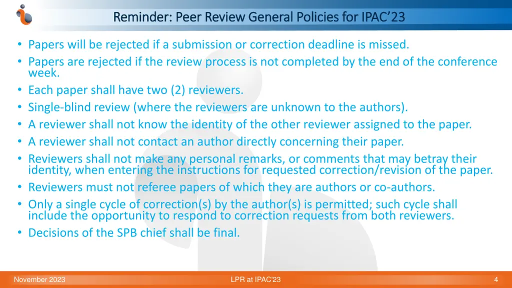 reminder peer review general policies for ipac