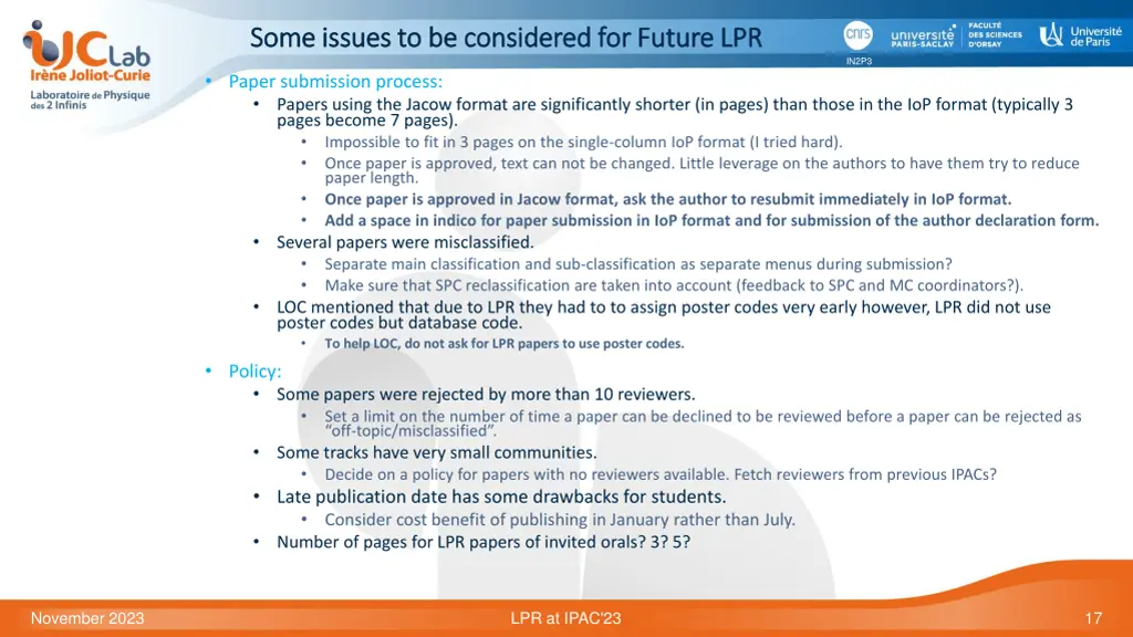 some issues to be considered for future lpr some