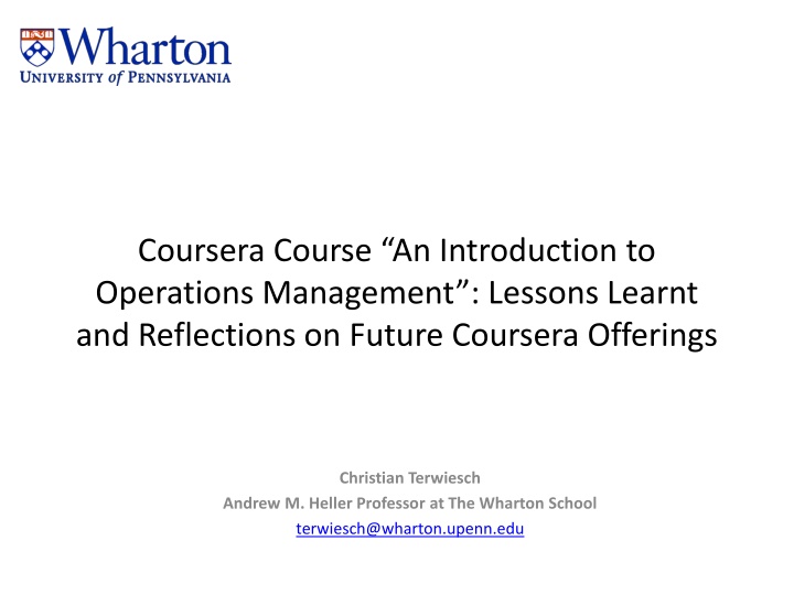 coursera course an introduction to operations