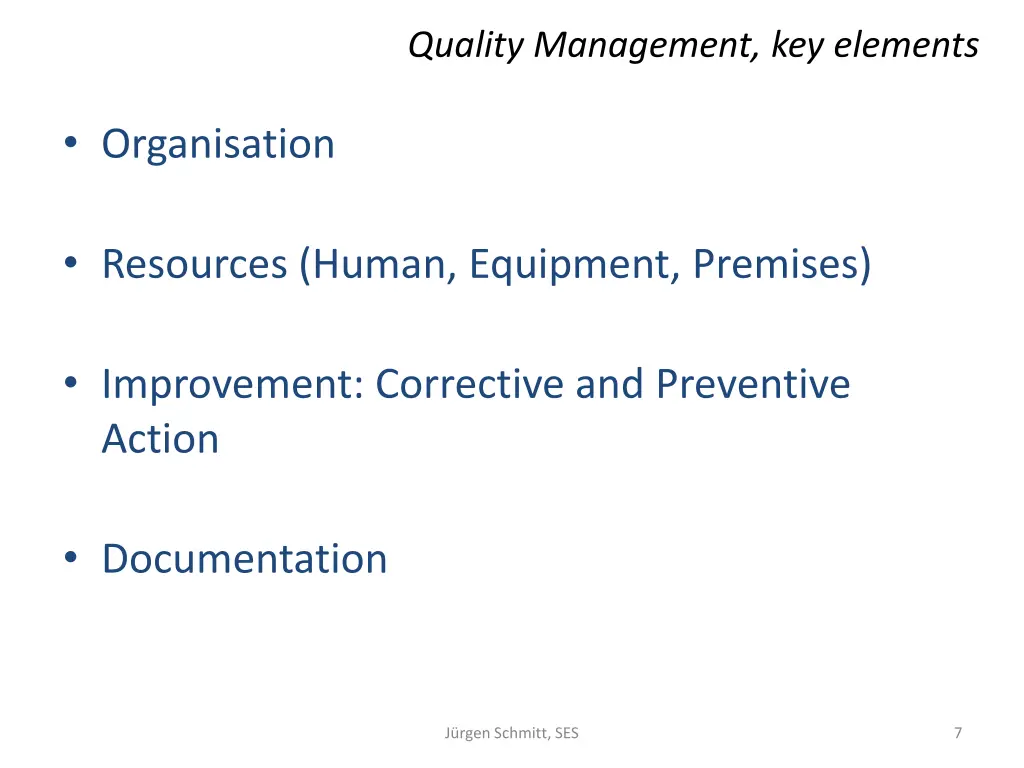 quality management key elements