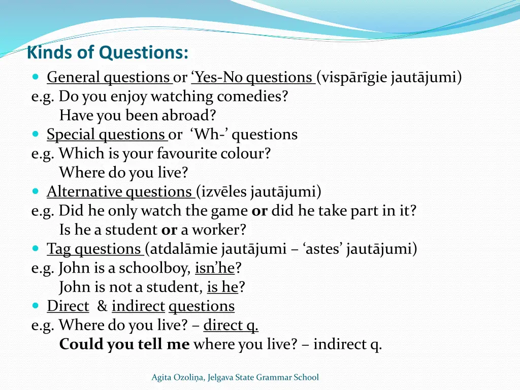 kinds of questions general questions