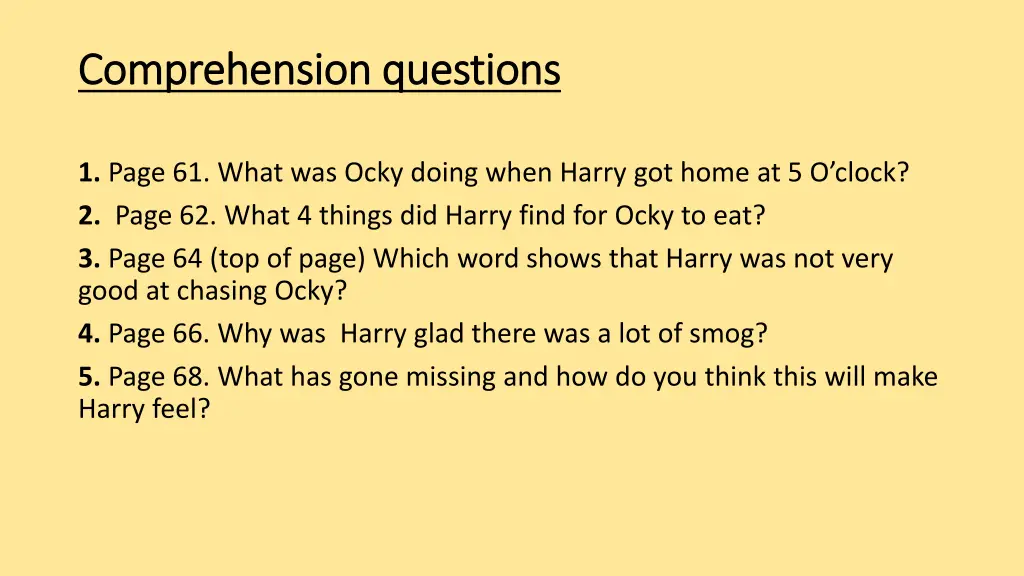 comprehension questions comprehension questions