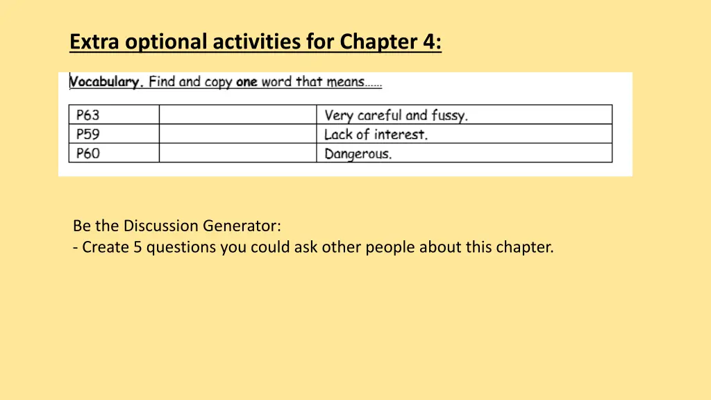 extra optional activities for chapter 4