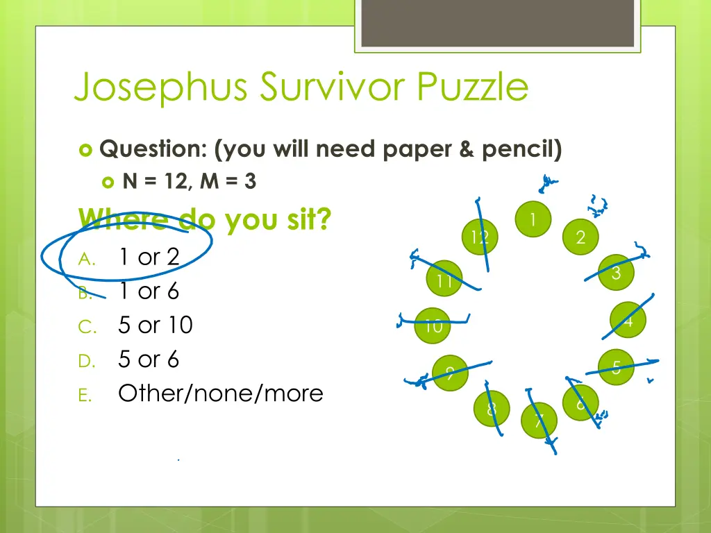 josephus survivor puzzle 1