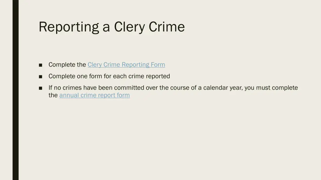 reporting a clery crime