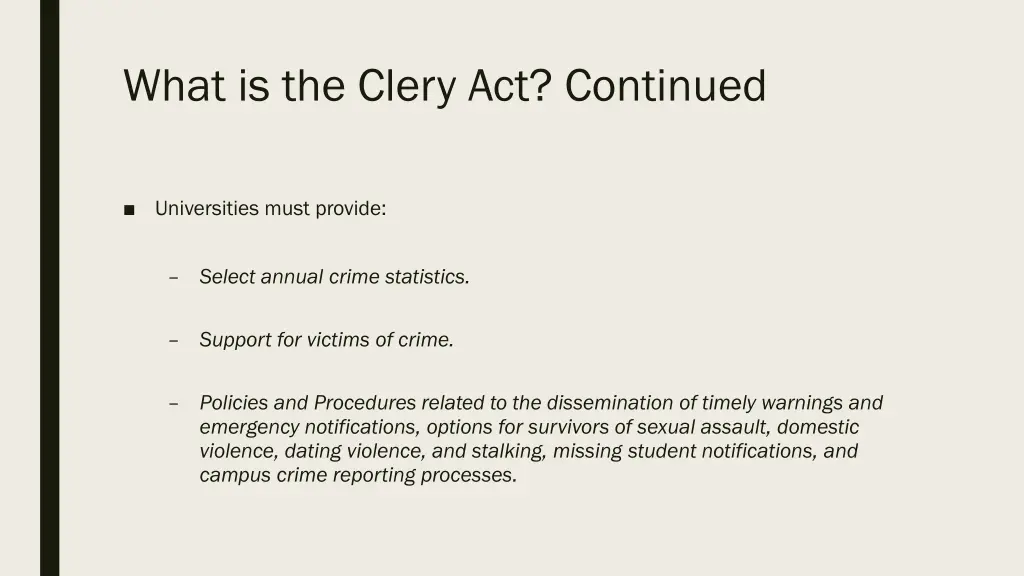 what is the clery act continued