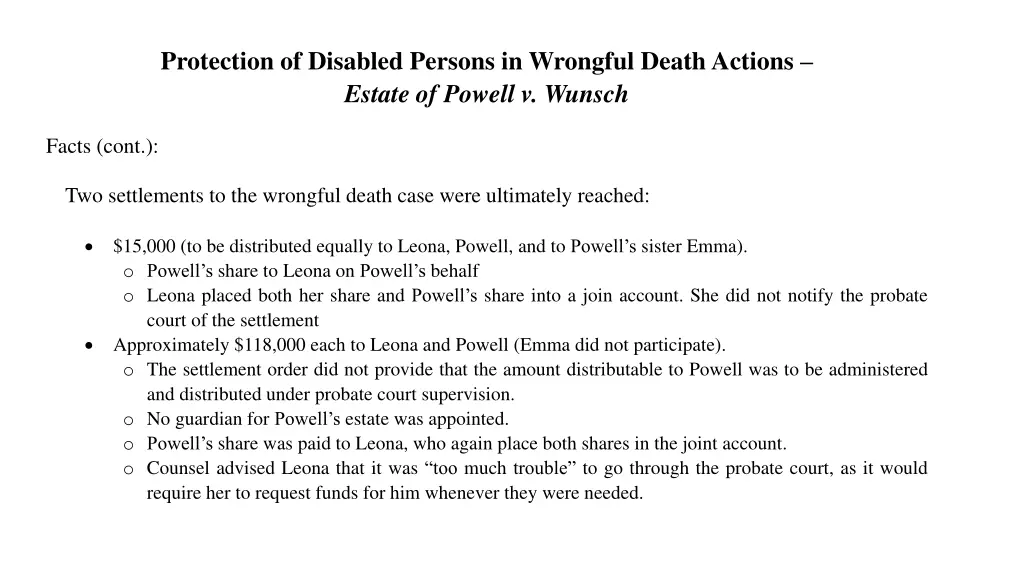 protection of disabled persons in wrongful death 1