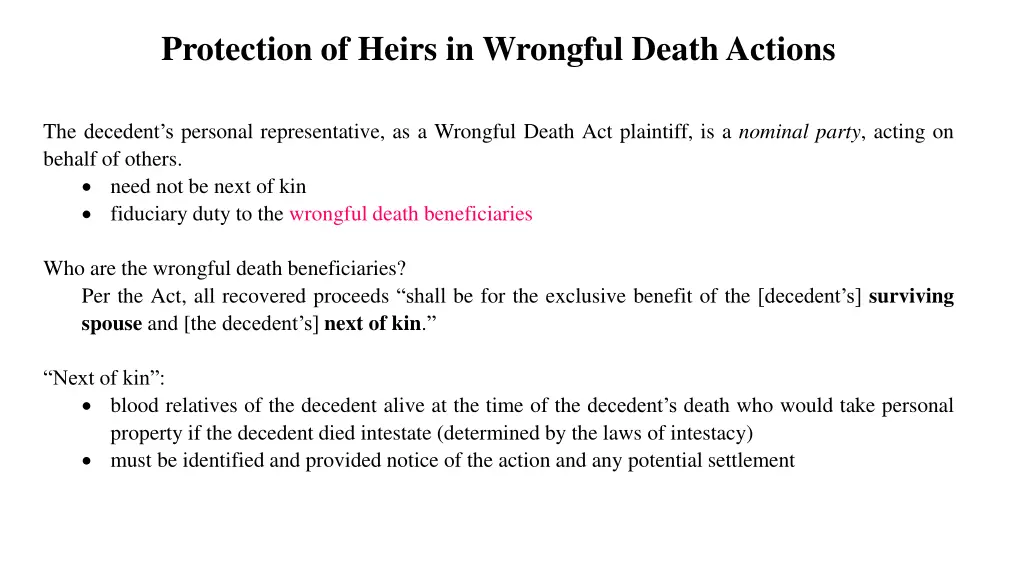 protection of heirs in wrongful death actions 2