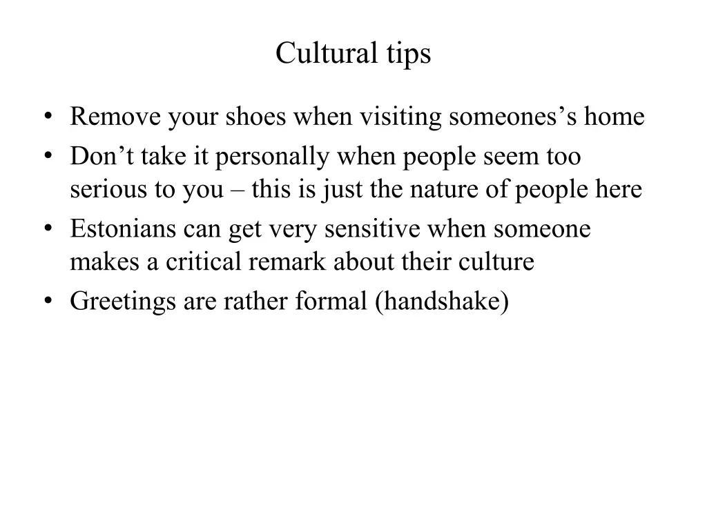 cultural tips