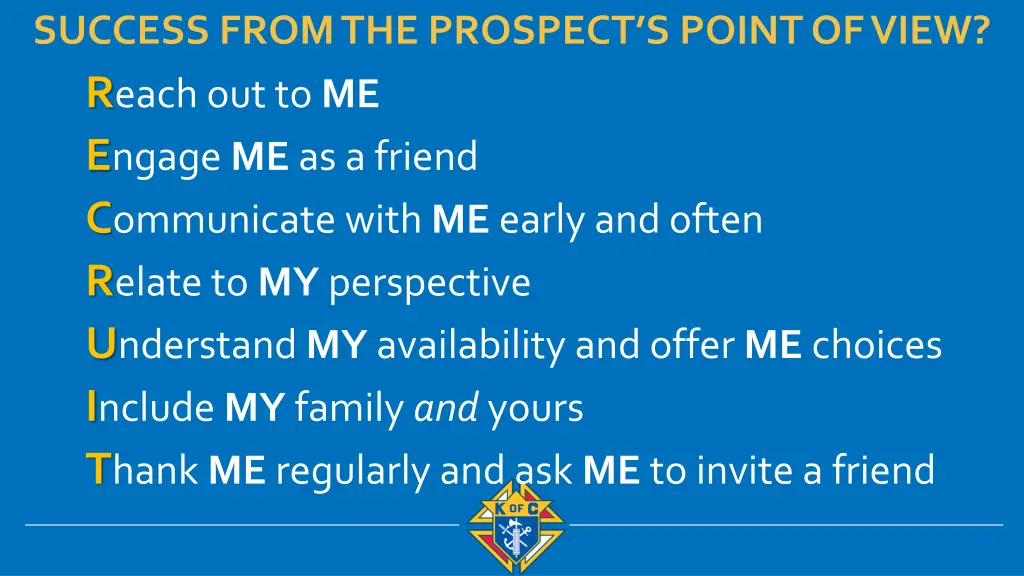 success from the prospect s point of view r each