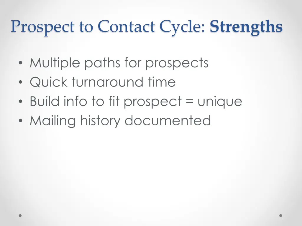 prospect to contact cycle strengths