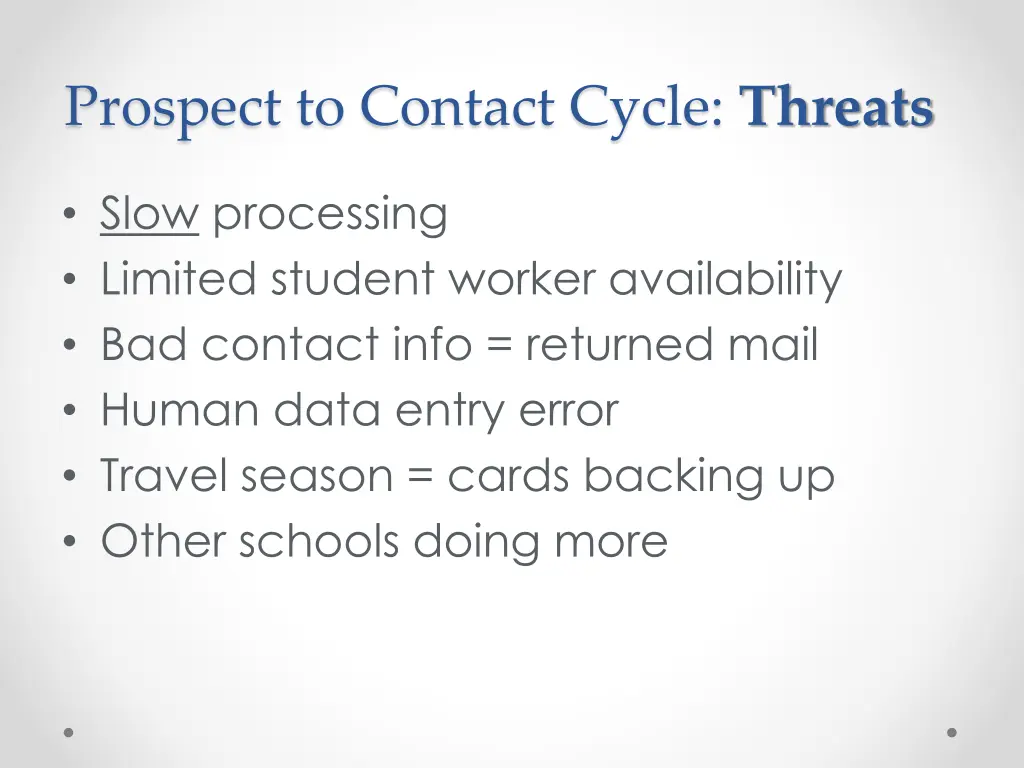 prospect to contact cycle threats