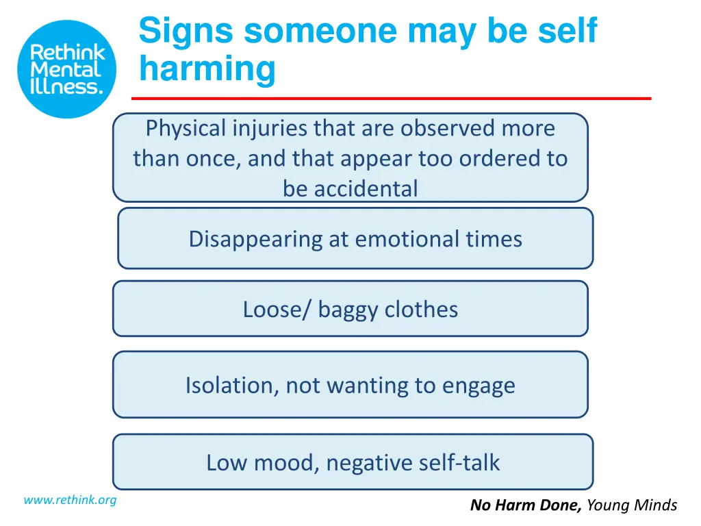 signs someone may be self harming