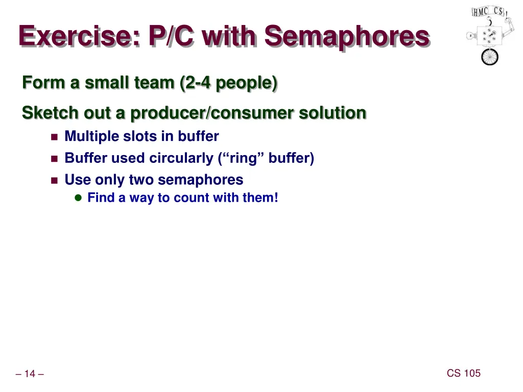 exercise p c with semaphores