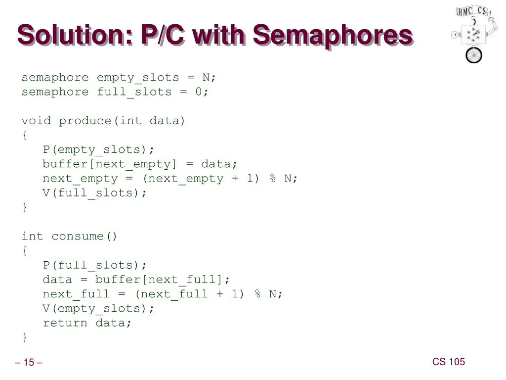 solution p c with semaphores