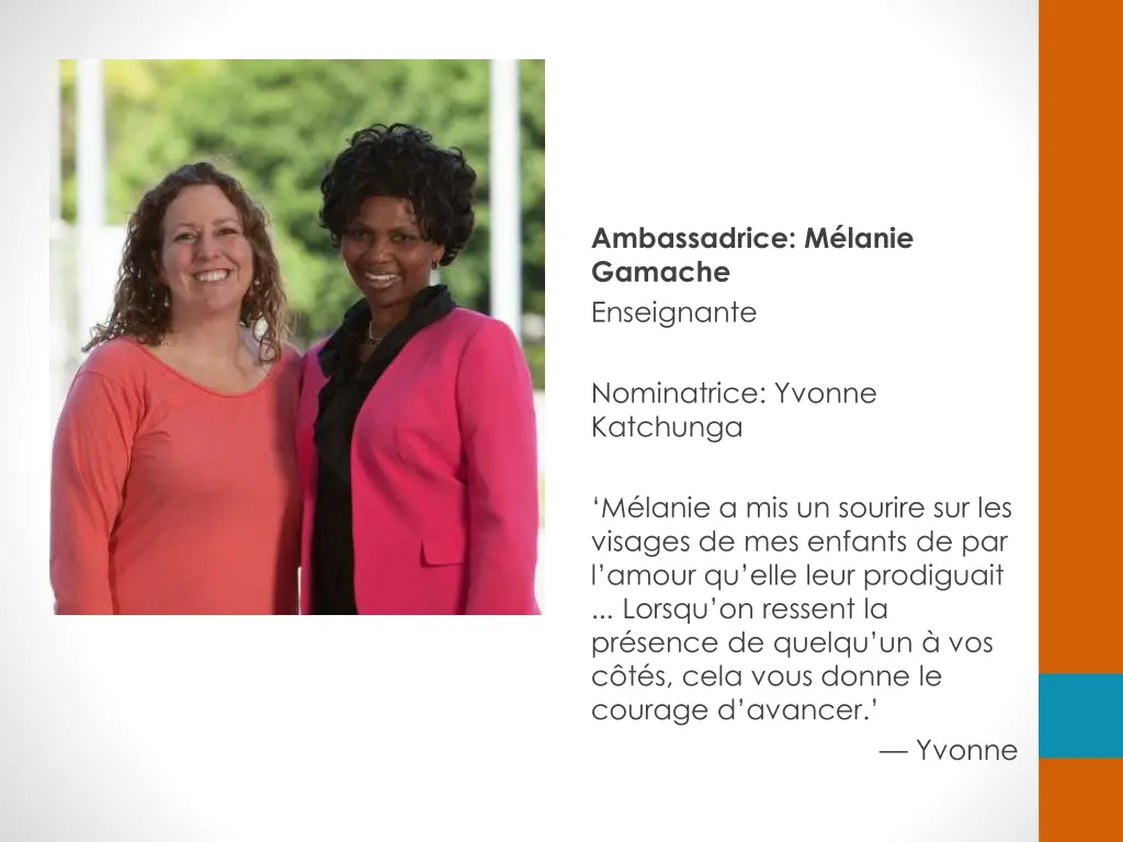 ambassadrice m lanie gamache enseignante