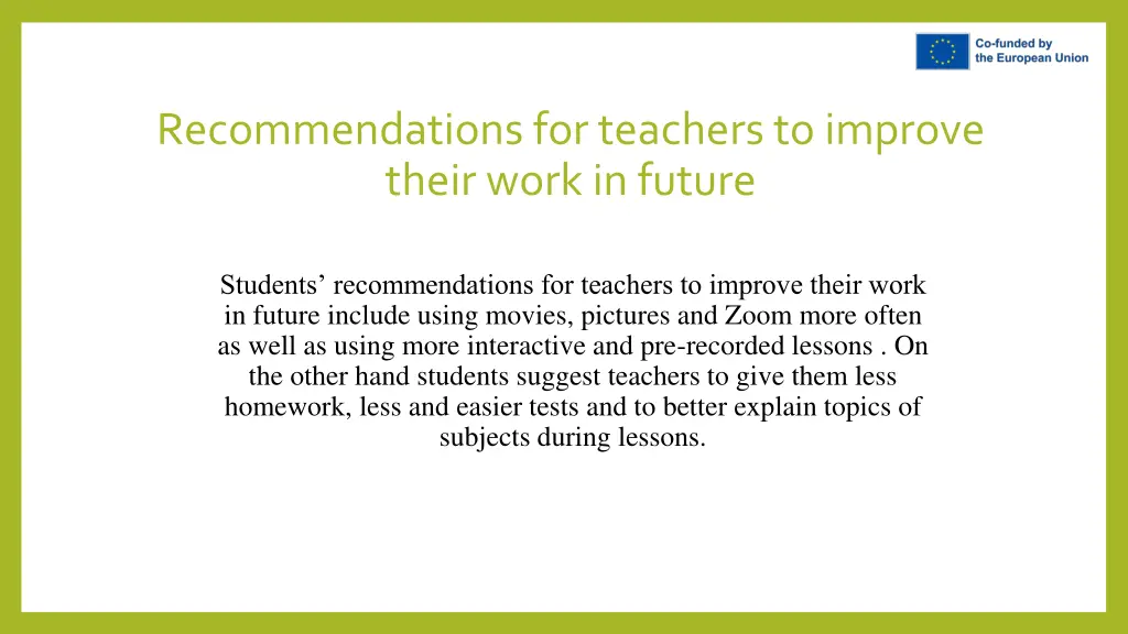 recommendations for teachers to improve their